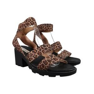 Steve Madden Shoes Womens 9 Sandals Fashion Leopard Ankle Strap Stretch Haidar